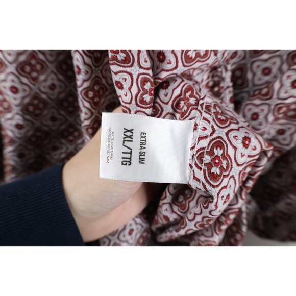 Express Mens 2XL XXL Extra Slim Geometric Tapestry Collared Button Shirt Cotton - Picture 8 of 12